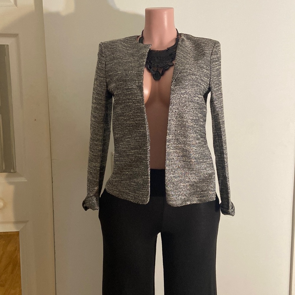 Mustard Seed Silver Tweed Crop Jacket (Only) Size Medium New with Tags